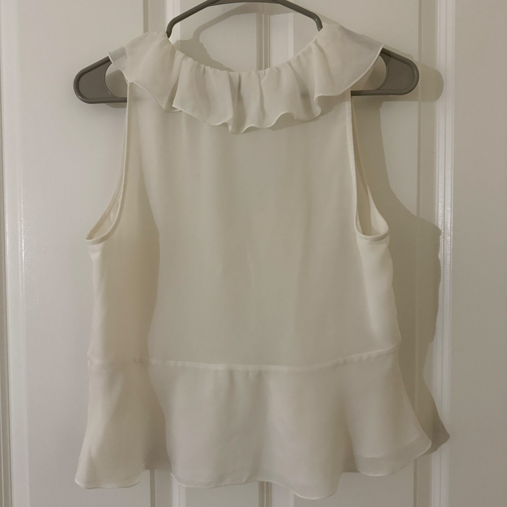 Never Worn - Aritzia Chiffon Tonka Blouse White - Picture 3 of 4